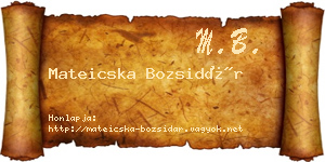 Mateicska Bozsidár névjegykártya